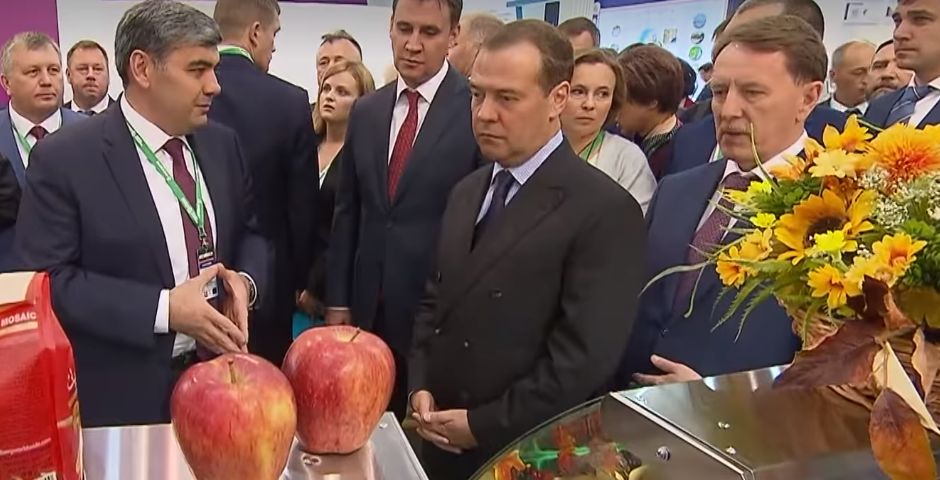 Медведев оценил морс, грибы и креветки СЗФО на агровыставке в Москве